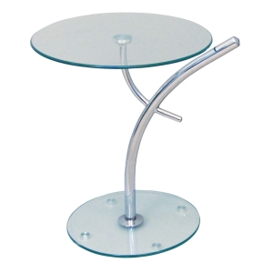 RAVEL Τραπεζάκι Βοηθητικό Χρώμιο - Γυαλί Clear Tempered