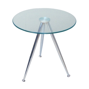 MABEL Τραπεζάκι Βοηθητικό Μέταλλο Χρώμιο - Γυαλί Clear Tempered 8mm