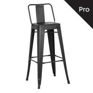 RELIX Σκαμπό Bar-Pro με Πλάτη, Μέταλλο Βαφή Μαύρο Matte-43x43x76/100cm