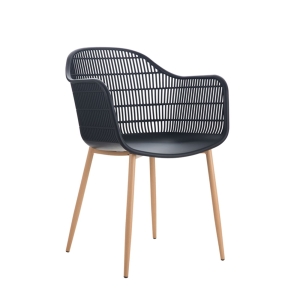 BERRY Πολυθρόνα Μέταλλο Βαφή Φυσικό, PP-UV Μαύρο-58x58x85cm