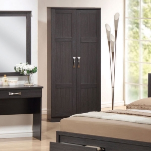 LIFE Ντουλάπα Δίφυλλη, 2 Συρτάρια, Ράφι, Θέσεις για Κρεμάστρες, Απόχρωση Zebrano