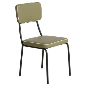 MARLEY Καρέκλα Tραπεζαρίας Μέταλλο Βαφή Μαύρο, Pu Λαδί