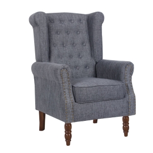 ROSY Πολυθρόνα - Μπερζέρα Καρυδί, Ύφασμα Ανθρακί