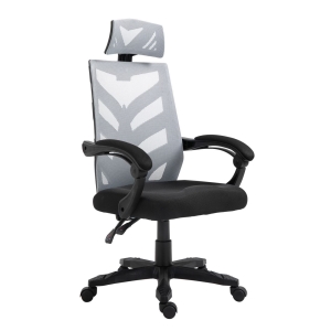 BF2980 Πολυθρόνα Γραφείου Διευθυντή, Mesh Γκρι - Μαύρο