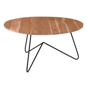 BORAL-W Τραπεζάκι Σαλονιού Καθιστικού, Μέταλλο Βαφή Μαύρο, Ξύλο Ακακία Φυσικό