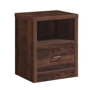 CALIBER Κομοδίνο με 1 Συρτάρι + 1 Ράφι, Απόχρωση Καρυδί