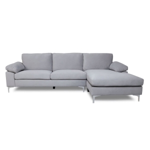 ALEX Καναπές Σαλονιού Καθιστικού Αριστερή Γωνία, Ύφασμα Γκρι Velure