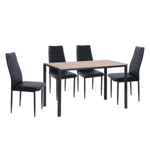 JETTA-GABO Τραπεζαρία Κουζίνας Μέταλλο Βαφή Μαύρο, Τραπέζι Sonoma + 4 Καρέκλες Pvc Μαύρο