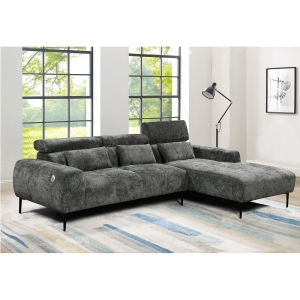 ELORA Καναπές Σαλονιού Αριστερή Γωνία, Ανακλινόμενα Κεφαλάρια, Ύφασμα Γκρι