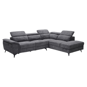 ROMEO Καναπές-Relax, Αριστερή Γωνία,Ύφασμα Γκρι, Αποθ.χώρος, Μία θέση με ηλεκτρική ανάκληση