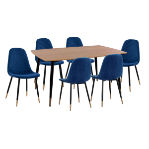 ΣΕΤ ΤΡΑΠΕΖΑΡΙΑΣ 7ΤΜΧ FB911197.08 MDF TOP-ΒΕΛΟΥΔΟ ΜΠΛΕ & ΜΕΤΑΛΛΟ ΜΑΥΡΟ