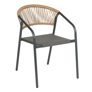 ΠΟΛΥΘΡΟΝΑ FB96430.01 ΓΚΡΙ ΜΕΤΑΛΛΟ & TEXTILENE--ΜΠΕΖ P.E.RATTAN 53,5x62x75Υεκ