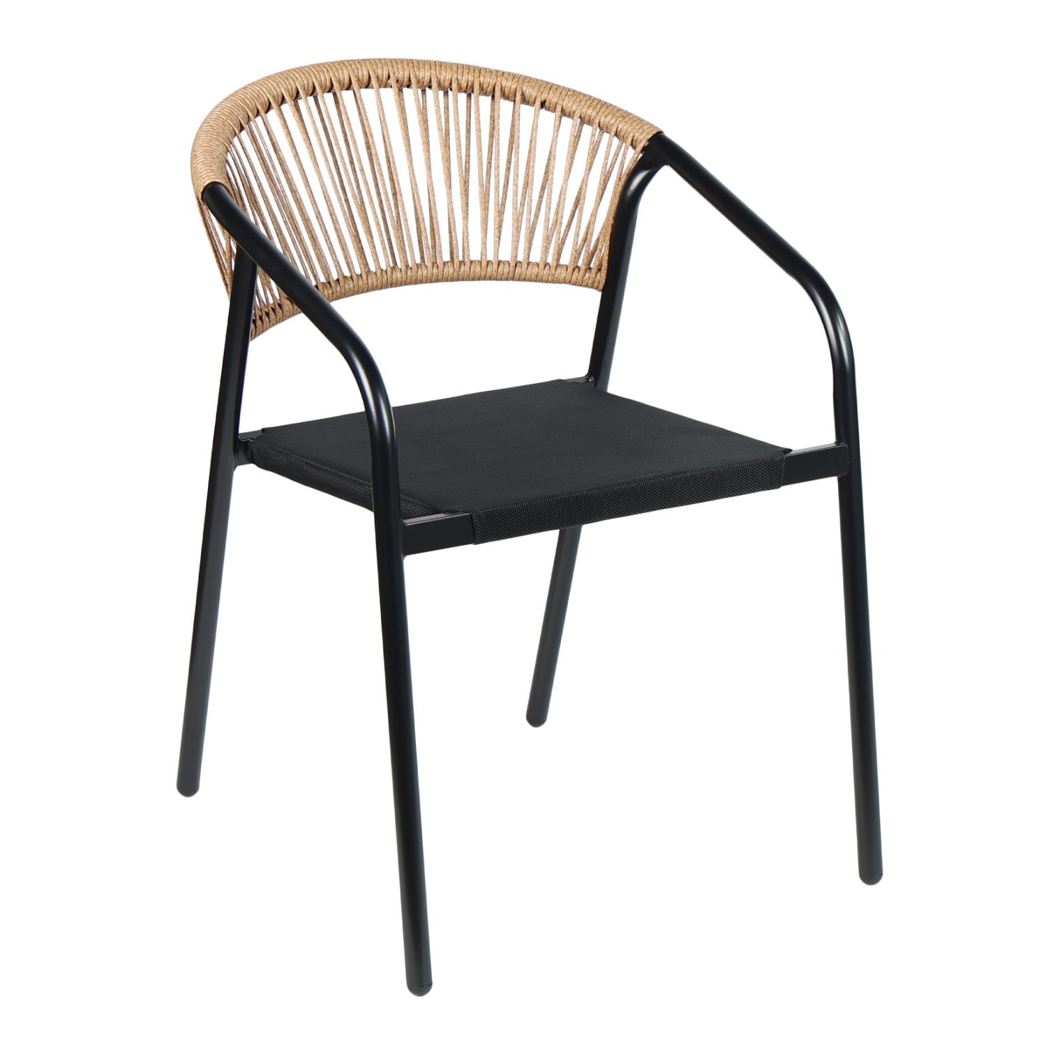 ΠΟΛΥΘΡΟΝΑ FB96430.03 ΜΑΥΡΟ ΜΕΤΑΛΛΟ & TEXTILENE–ΜΠΕΖ P.E.RATTAN 53,5x62x75Υεκ