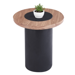 ΤΡΑΠΕΖΑΚΙ ΣΤΡΟΓΓΥΛΟ ΒΟΗΘΗΤΙKΟ FB918434.05 MDF TOP ΚΑΡΥΔΙ & ΒΑΣΗ ΜΑΥΡΗ Φ45x50Υεκ