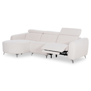 ΚΑΝΑΠΕΣ ΑΡΙΣΤΕΡΗ ΓΩΝΙΑ 3Θ ΜΕ RECLINE FB93317.02L ΜΠΕΖ ΥΦΑΣΜΑ 275x160x104Yεκ